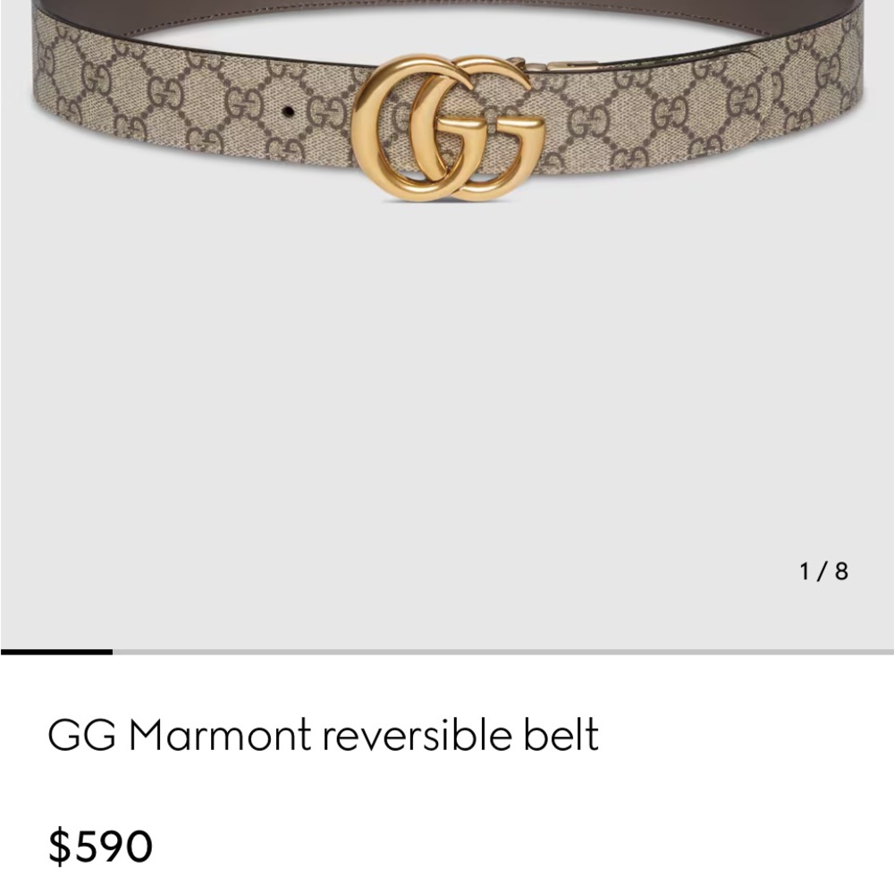 Gucci GG Marmont Beige and Gold Belt